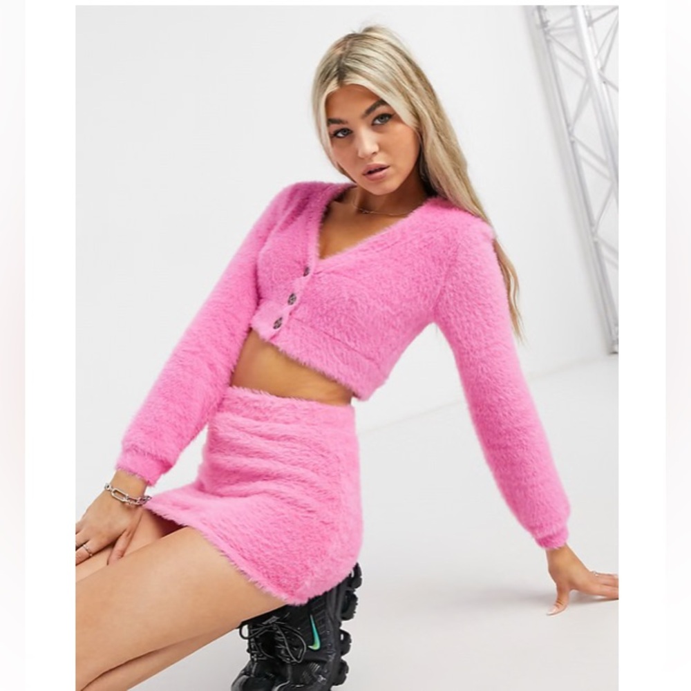 Bershka Pink Fluffy Cardigan